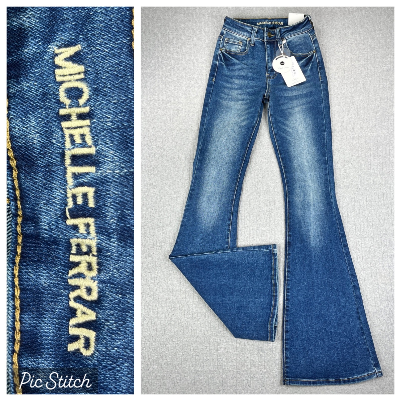 New Michelle Ferrar Bootcut Pantalon Flare Jeans Women 1/22x33 Blue Medium Wash